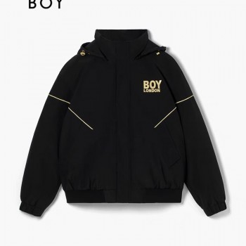 【黄金法则】BOYLONDON秋冬情侣款烫金可拆卸帽短款羽绒服N28904