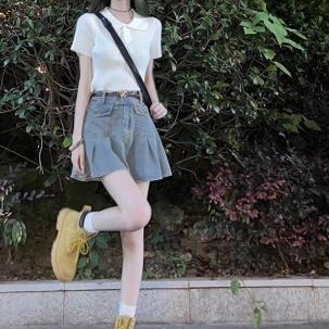 2025新款别致甜辣休闲学院风辣妹连衣裙子牛仔半身裙两件套装女夏