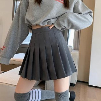 深灰色西装百褶裙女春秋半身裙2025新款高腰显瘦jk短裙学生a字裙